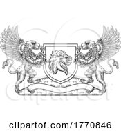 Poster, Art Print Of Coat Of Arms Crest Lion Griffin Or Griffon Shield