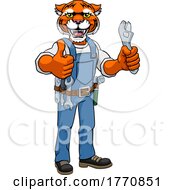 Tiger Plumber Or Mechanic Holding Spanner