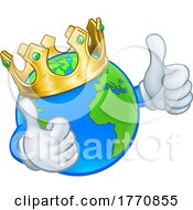 Crown Earth Globe World Mascot Cartoon Character
