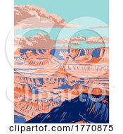 Grand Canyon National Park Carved By The Colorado River In Arizona USA WPA Poster Art