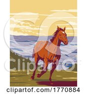 Poster, Art Print Of Mustang In Pryor Mountain Wild Horse Range In Carbon And Big Horn Counties Of Montana Wpa Poster Art