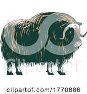 Poster, Art Print Of Muskox Musk Ox Musk Ox Or Musk Oxen Native To The Arctic Side View Wpa Poster Art