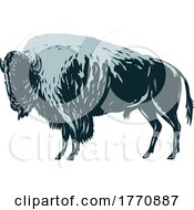American Bison Or American Buffalo Side View WPA Poster Art