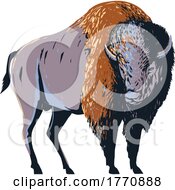 Poster, Art Print Of American Bison American Buffalo Or Simply Buffalo That Once Roamed North America Wpa Poster Art