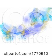 Poster, Art Print Of Alcohol Ink Hand Painted Background With Glittery Gold Elements