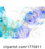 Poster, Art Print Of Alcohol Ink Painting With Gold Glitter Elements