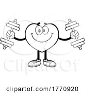 Poster, Art Print Of Cartoon Black And White Heart Mascot Character Working Out