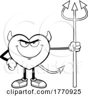 Poster, Art Print Of Cartoon Black And White Heart Mascot Character Devil