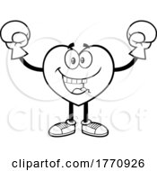 Poster, Art Print Of Cartoon Black And White Heart Mascot Character Boxer