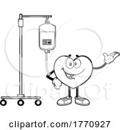 Poster, Art Print Of Cartoon Black And White Heart Mascot Character Getting A Blood Transfusion