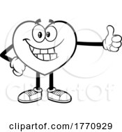 Poster, Art Print Of Cartoon Black And White Heart Mascot Character Giving A Thumb Up