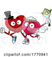 Poster, Art Print Of Cartoon Heart Mascot Character Couple Getting Married
