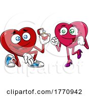 Cartoon Heart Mascot Character Proposing To His Love