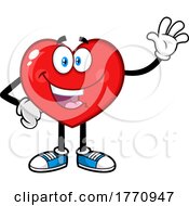Cartoon Heart Mascot Character Waving by Hit Toon