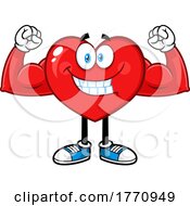 Poster, Art Print Of Cartoon Heart Mascot Character Flexing