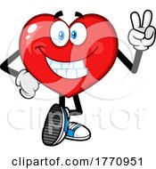 Poster, Art Print Of Cartoon Heart Mascot Character Gesturing Peace