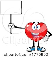 Cartoon Heart Mascot Character Holding A Blank Sign by Hit Toon