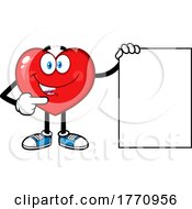 Poster, Art Print Of Cartoon Heart Mascot Character With A Blank Sign
