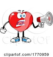 Cartoon Angry Heart Mascot Character Using A Megaphone