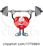 Cartoon Heart Mascot Character Lifting A Barbell by Hit Toon