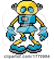 Poster, Art Print Of Cute Robot Cartoon Video Game Pixel Art Mascot