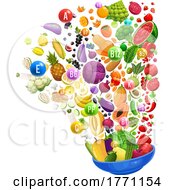 Poster, Art Print Of Foods With Vitamins