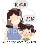 Poster, Art Print Of Kid Boy Mom Teach Body Part Tongue Taste