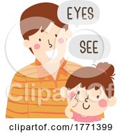02/26/2022 - Kid Girl Dad Teach Body Part Eyes See Illustration