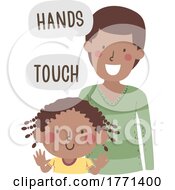 Poster, Art Print Of Girl Dad Teach Body Part Hands Touch Illustration