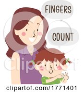 Poster, Art Print Of Kid Girl Mom Teach Body Part Fingers Count