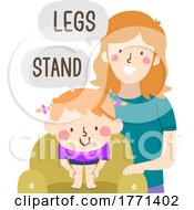 Poster, Art Print Of Kid Girl Mom Teach Body Part Legs Stand