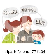 Poster, Art Print Of Kid Boy Parents Talk Baby Egg Sperm Illustration
