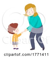 Poster, Art Print Of Kid Boy Girl Adult Shake Hands Illustration