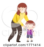 02/26/2022 - Kid Boy Cry Mom Wipe Tears Illustration