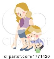 02/26/2022 - Kid Boy Mom Picking Cool Rocks Illustration
