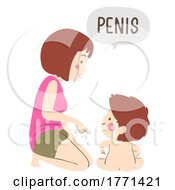 Poster, Art Print Of Kid Boy Mom Toddler Penis Illustration