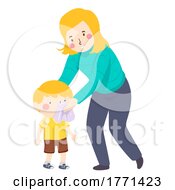 02/26/2022 - Kid Boy Mom Wipe Nose Mouth Illustration