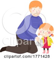 Poster, Art Print Of Kid Girl Dad Wipe Cry Illustration