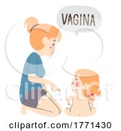 Poster, Art Print Of Girl Mom Toddler Vagina Private Part Illustration