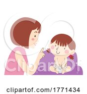 Girl Toddler Mom Touch Private Part Illustration