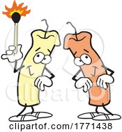 Cartoon Candle Sharing A Match