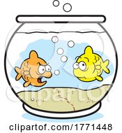 Cartoon Fighting Fish In A Bowl
