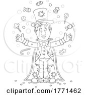 Poster, Art Print Of Cartoon Black And White Magician With Candy