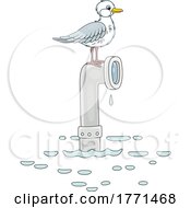 Cartoon Seagull On A Periscope by Alex Bannykh