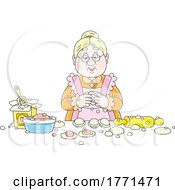 Cartoon Woman Making Dumplings by Alex Bannykh