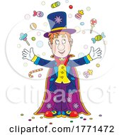Cartoon Magician With Candy