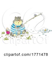 Cartoon Fat Cat Fishing
