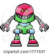 Poster, Art Print Of Cute Robot Cartoon Video Game Pixel Art Mascot