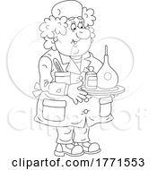 Poster, Art Print Of Cartoon Black And White Nurse With A Tray