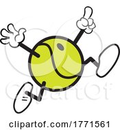 Cartoon Tennis Ball Mascot Celebrating And Running